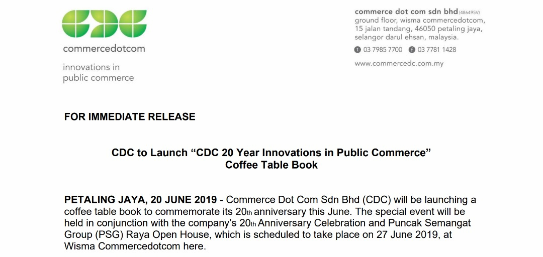 CDC to Launch ‘CDC 20 Year Innovations in Public Commerce’ Coffee Table Book