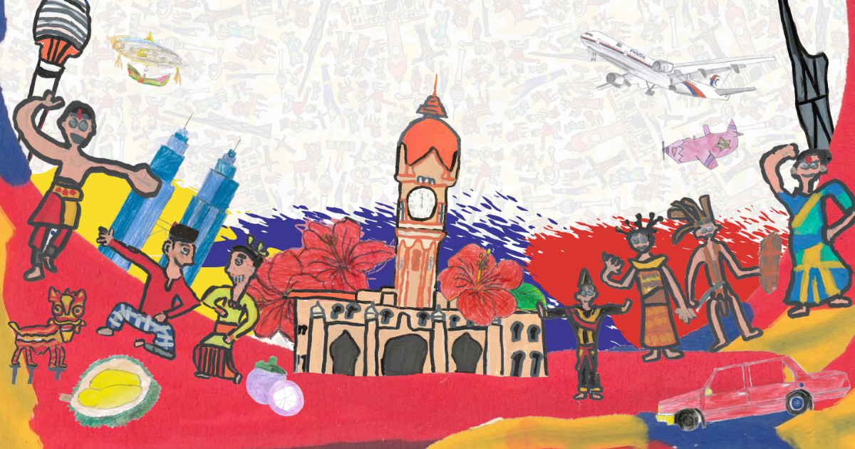 INKlusif campaign visual featuring artwork by Mu’az Z and students from SK Pendidikan Khas Ipoh.